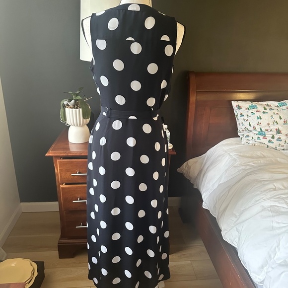 Banana Republic Navy and White Polka Dot Midi Dress - Size 4 - Picture 2 of 5